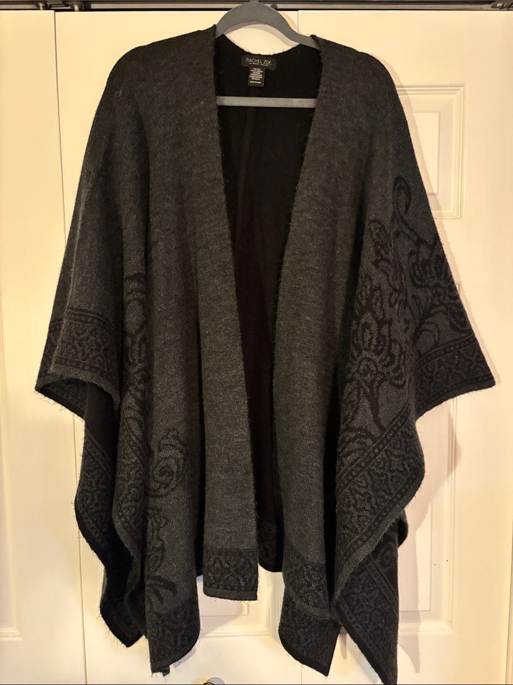Rachel Zoe Charcoal Gray Open-Front Wrap Sweater